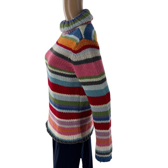 Gap Multicolor Vintage Y2K Striped Chunky Knit Wool Turtleneck Sweater - Picture 7 of 11